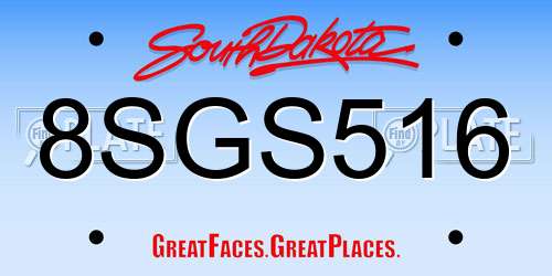8SGS516 South Dakota License Plate
