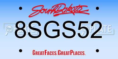 8SGS52 South Dakota License Plate