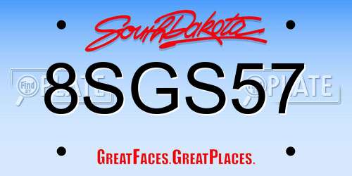 8SGS57 South Dakota License Plate