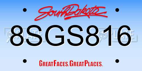 8SGS816 South Dakota License Plate