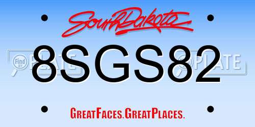 8SGS82 South Dakota License Plate
