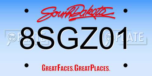 8SGZ01 South Dakota License Plate