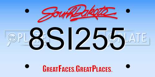 8SI255 South Dakota License Plate