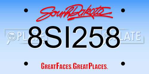 8SI258 South Dakota License Plate
