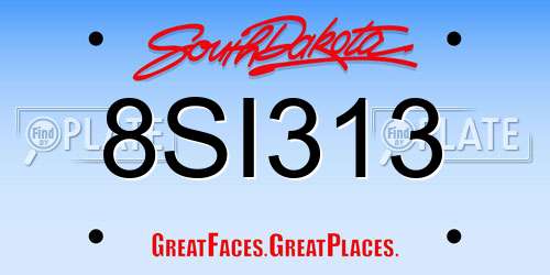 8SI313 South Dakota License Plate