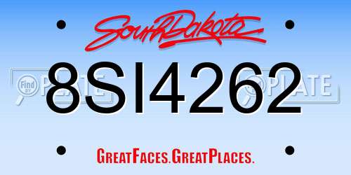 8SI4262 South Dakota License Plate