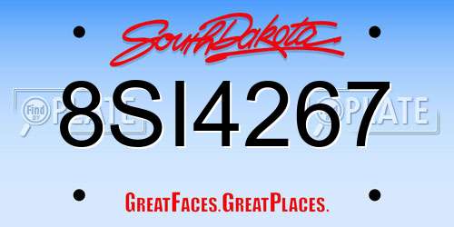 8SI4267 South Dakota License Plate