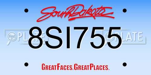 8SI755 South Dakota License Plate