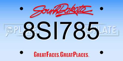 8SI785 South Dakota License Plate