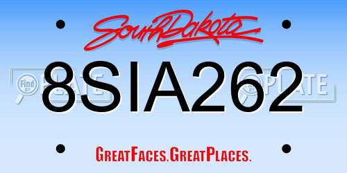 8SIA262 South Dakota License Plate