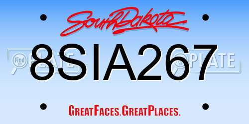 8SIA267 South Dakota License Plate