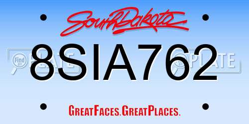 8SIA762 South Dakota License Plate