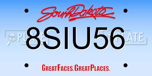 8SIU56 South Dakota License Plate