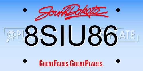 8SIU86 South Dakota License Plate