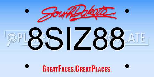 8SIZ88 South Dakota License Plate