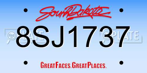 8SJ1737 South Dakota License Plate