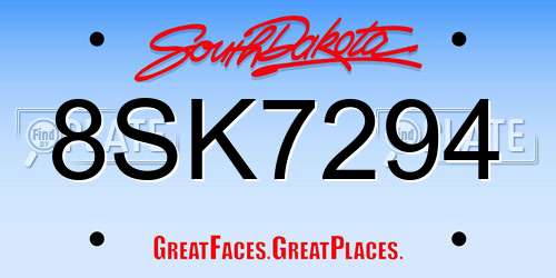 8SK7294 South Dakota License Plate