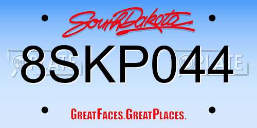 8SKP044 South Dakota License Plate