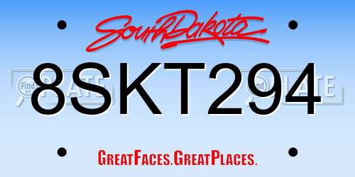 8SKT294 South Dakota License Plate