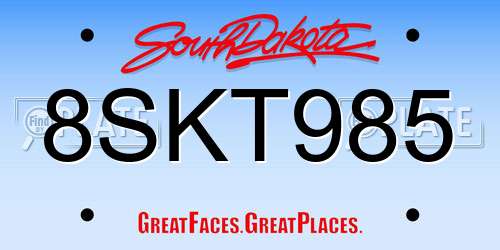 8SKT985 South Dakota License Plate