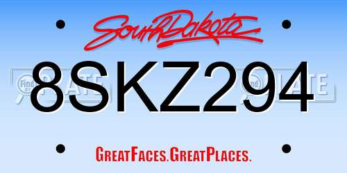 8SKZ294 South Dakota License Plate