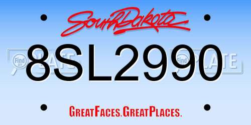 8SL2990 South Dakota License Plate