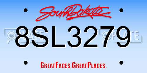 8SL3279 South Dakota License Plate