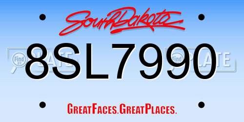 8SL7990 South Dakota License Plate