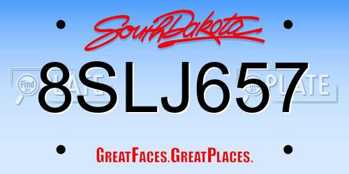 8SLJ657 South Dakota License Plate
