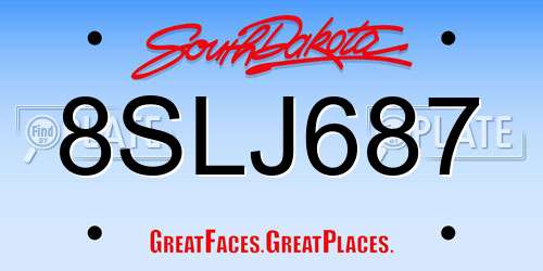 8SLJ687 South Dakota License Plate