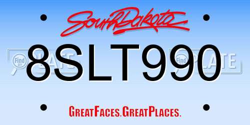 8SLT990 South Dakota License Plate