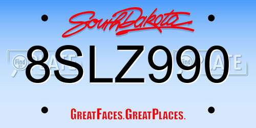 8SLZ990 South Dakota License Plate