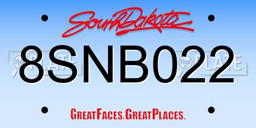 8SNB022 South Dakota License Plate