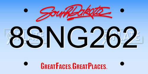 8SNG262 South Dakota License Plate
