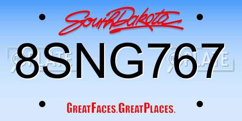 8SNG767 South Dakota License Plate