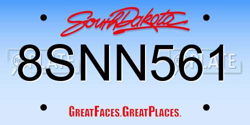 8SNN561 South Dakota License Plate