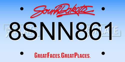 8SNN861 South Dakota License Plate