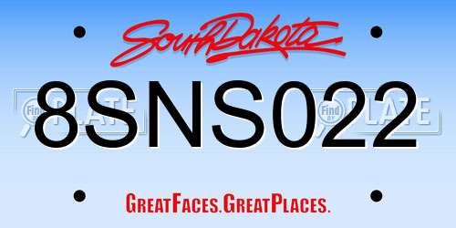 8SNS022 South Dakota License Plate