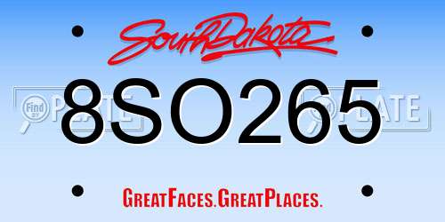 8SO265 South Dakota License Plate
