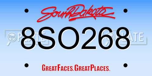 8SO268 South Dakota License Plate