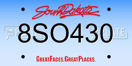 8SO430 South Dakota License Plate