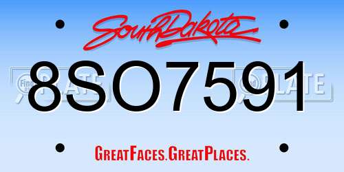 8SO7591 South Dakota License Plate