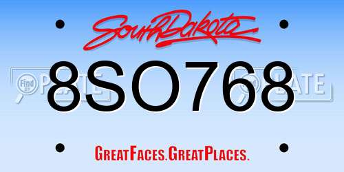 8SO768 South Dakota License Plate