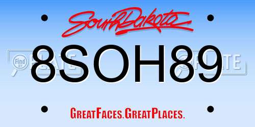 8SOH89 South Dakota License Plate