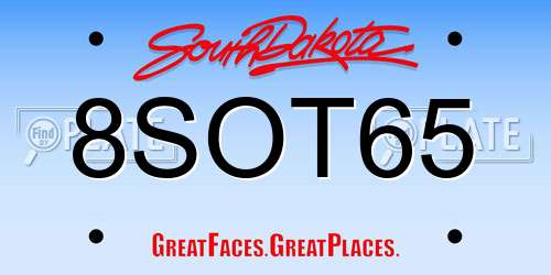 8SOT65 South Dakota License Plate