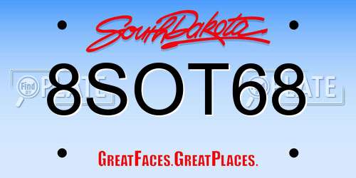 8SOT68 South Dakota License Plate
