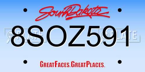 8SOZ591 South Dakota License Plate