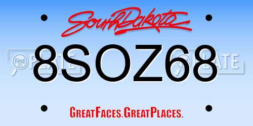 8SOZ68 South Dakota License Plate