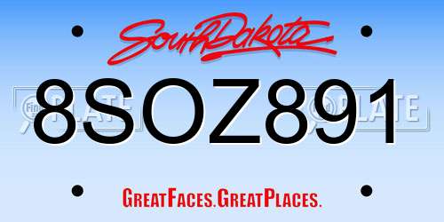8SOZ891 South Dakota License Plate