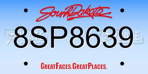 8SP8639 South Dakota License Plate